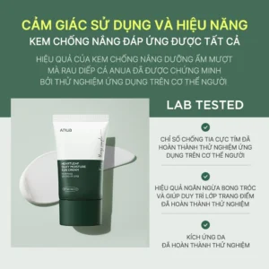 Kem chống nắng diếp cá ANUA cho da mụn, nhạy cảm Heartleaf Silky Moisture Sun Cream SPA 50+ PA++++, thuần chay 50ml