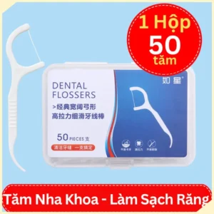 Hộp 50 Tăm Chỉ Nha Khoa Chăm Sóc Răng Miệng (Xanh Dương) - Tăm Xỉa Răng Không Gây Đau Nướu, Làm Sạch Kẽ Răng