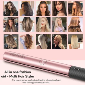 Tóc thẳng hơn Titan phẳng cho tất cả các kiểu tóc, nhà làm thẳng chuyên nghiệp giảm tổn thương tóc, điện áp kép 1 Inch