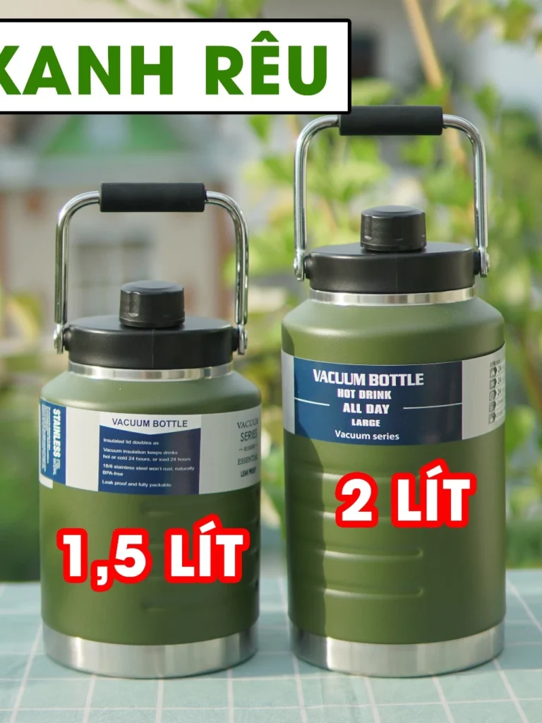 Bình giữ nhiệt dung tích lớn dáng lùn miệng rộng